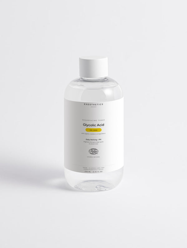 The 5% Toner glycolic acid toner for hyperpigmentation by Exosthetics – 250 ml bottle